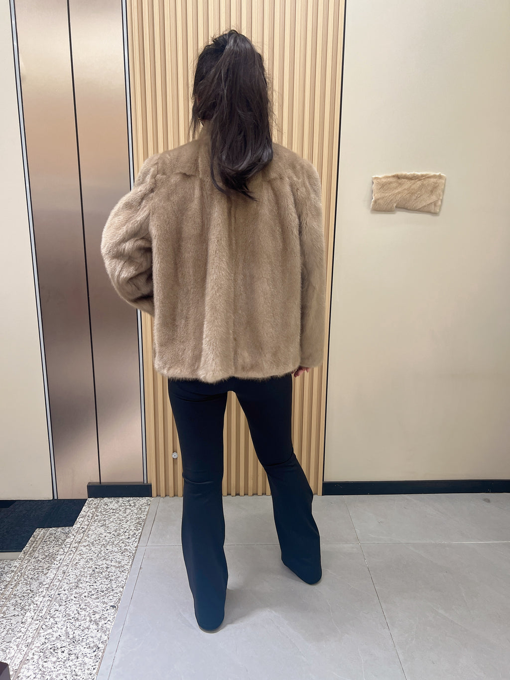 No. 266 Light Brown Stand-Collar Mink Fur Coat
