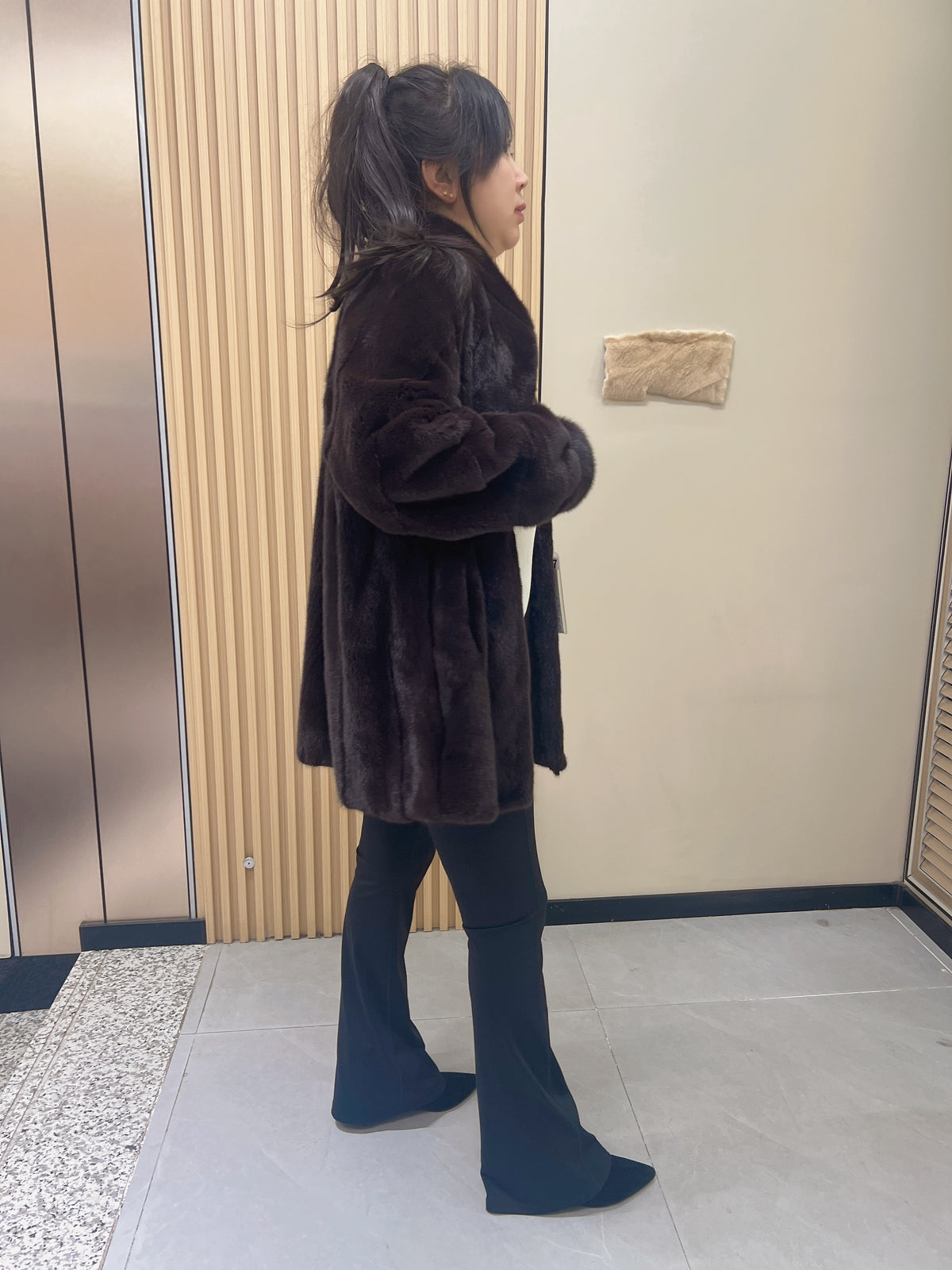 No. 267 Dark Brown Stand-Collar Mink Fur Coat