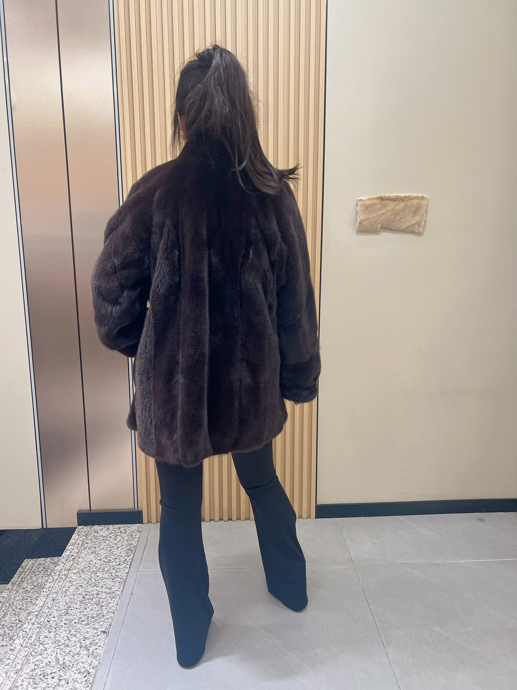 No. 267 Dark Brown Stand-Collar Mink Fur Coat