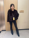 No. 268 Dark Brown Collarless Mink Fur Coat