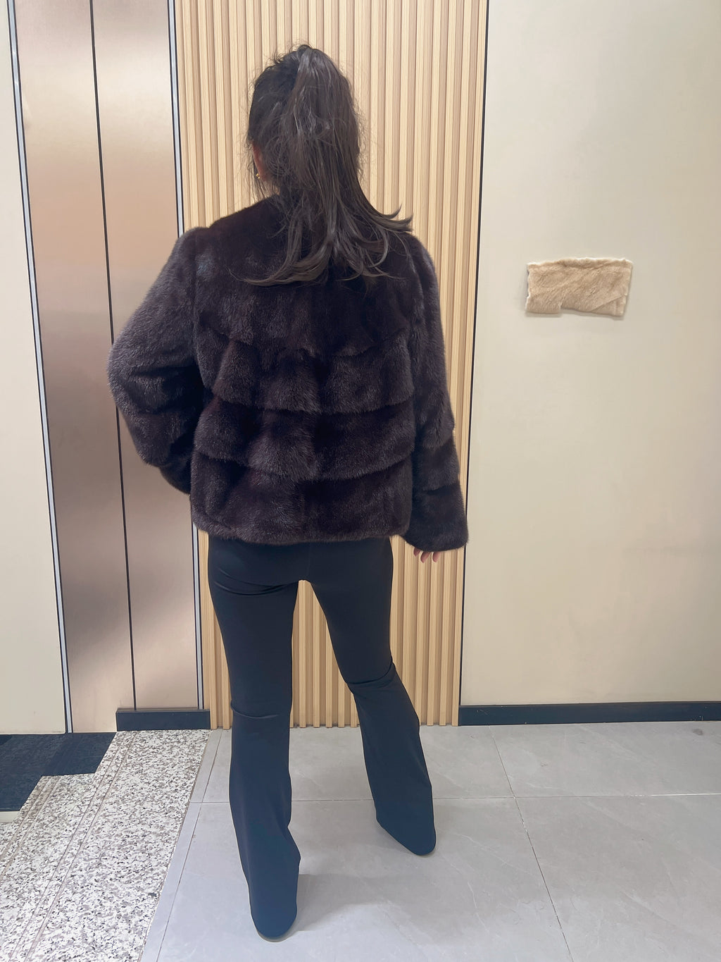 No. 268 Dark Brown Collarless Mink Fur Coat