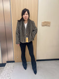No. 269 Grey V-neck mink fur coat