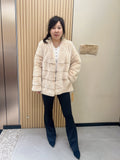 No. 285 Beige V-Neck Mink Fur Coat