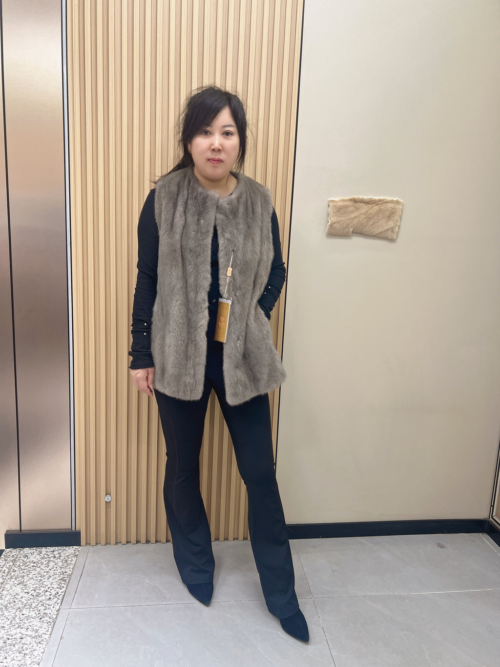 No. 258 Grey Sheared Mink Fur Coat/Vest