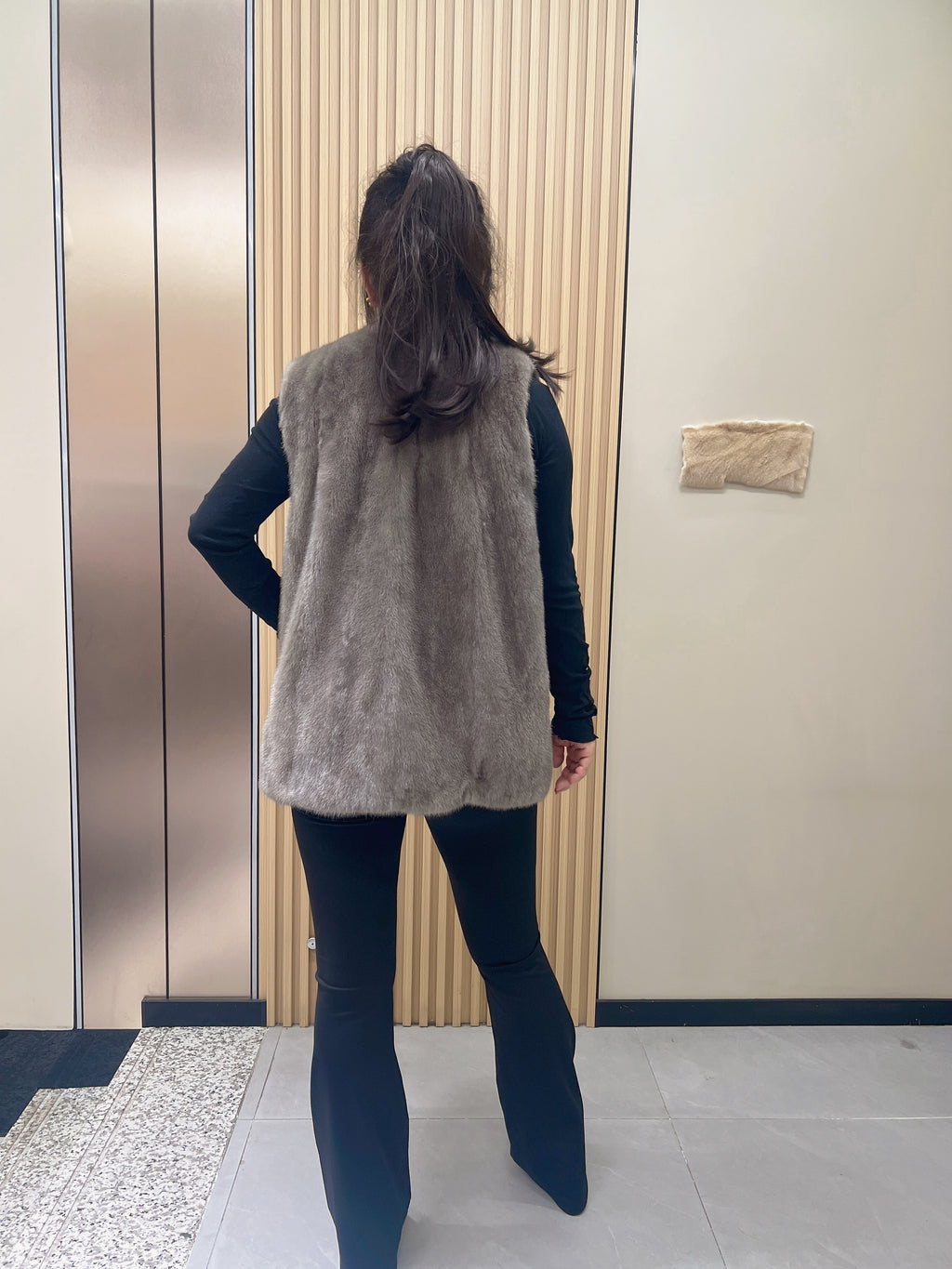 No. 258 Grey Sheared Mink Fur Coat/Vest