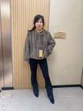No. 286 Latte-Grey Collarless Mink Fur Coat