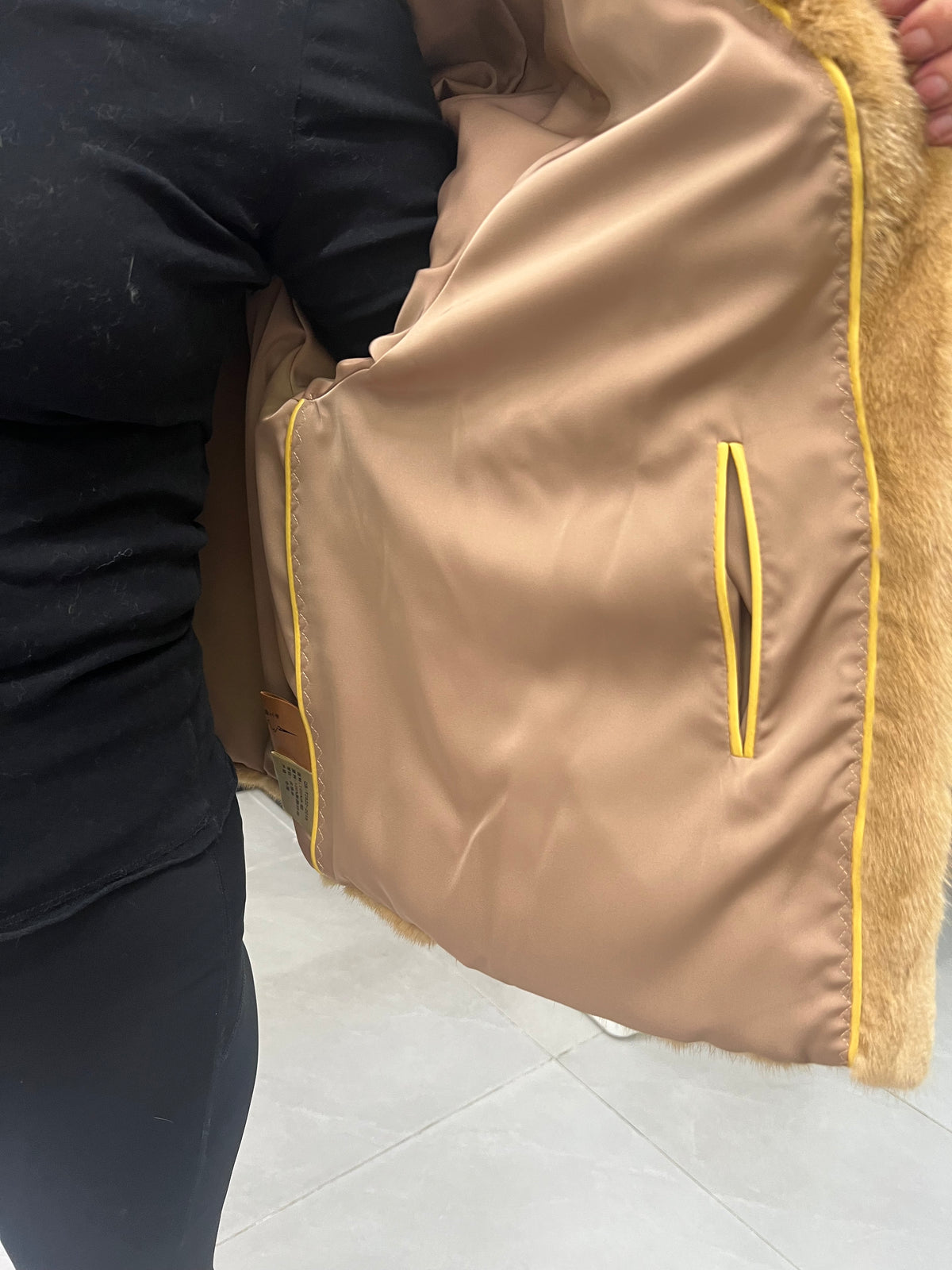 No. 287 Light Gold Collarless Mink Fur Coat