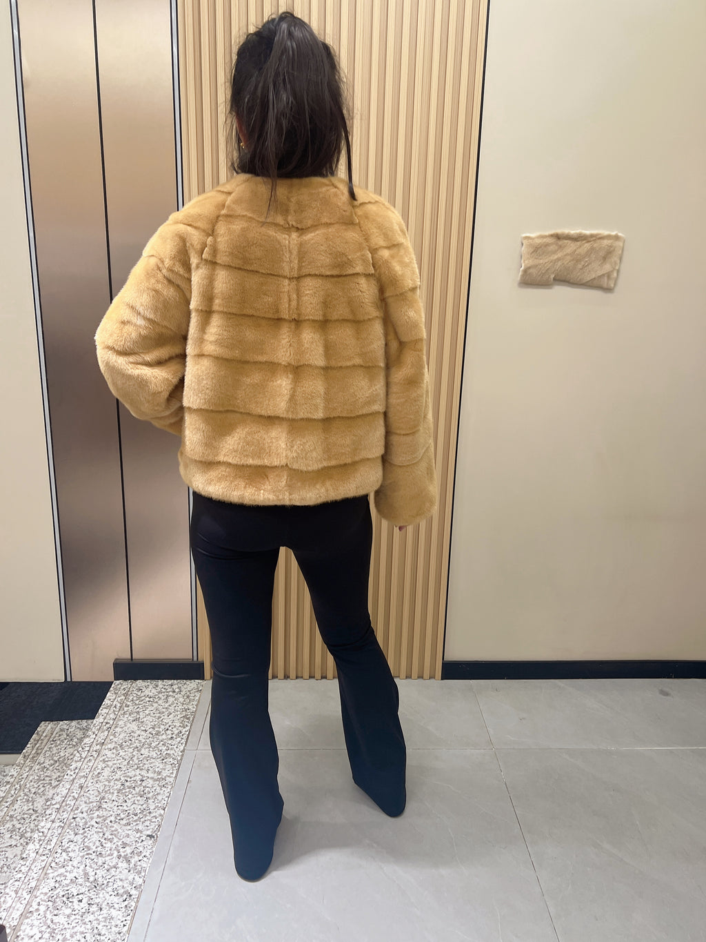 No. 287 Light Gold Collarless Mink Fur Coat