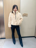 No. 276 Beige Stand-Collar Mink Fur Coat