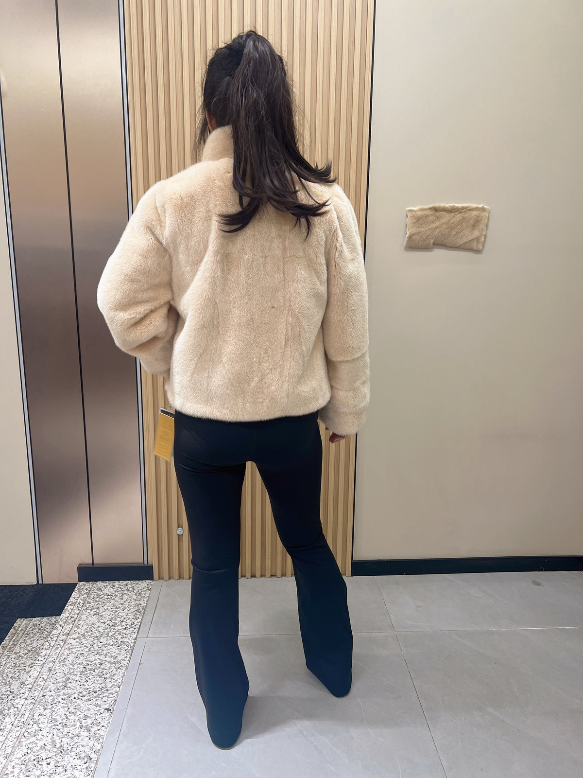 No. 276 Beige Stand-Collar Mink Fur Coat