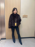 No. 283 Dark Brown Stand-Collar Mink Fur Coat