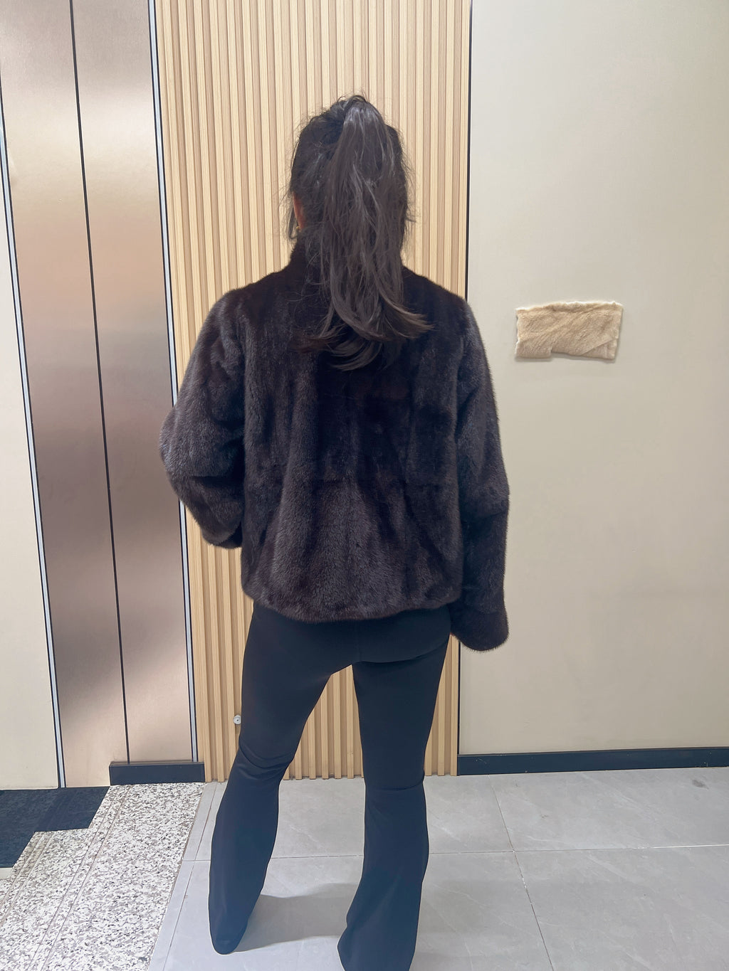 No. 283 Dark Brown Stand-Collar Mink Fur Coat