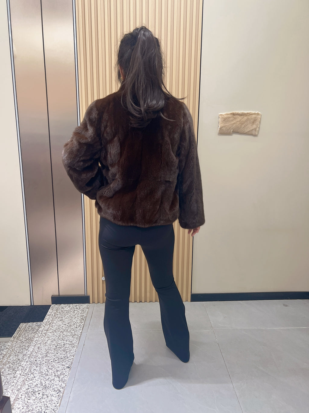 No. 291 Dark Brown Stand-Collar Mink Fur Coat