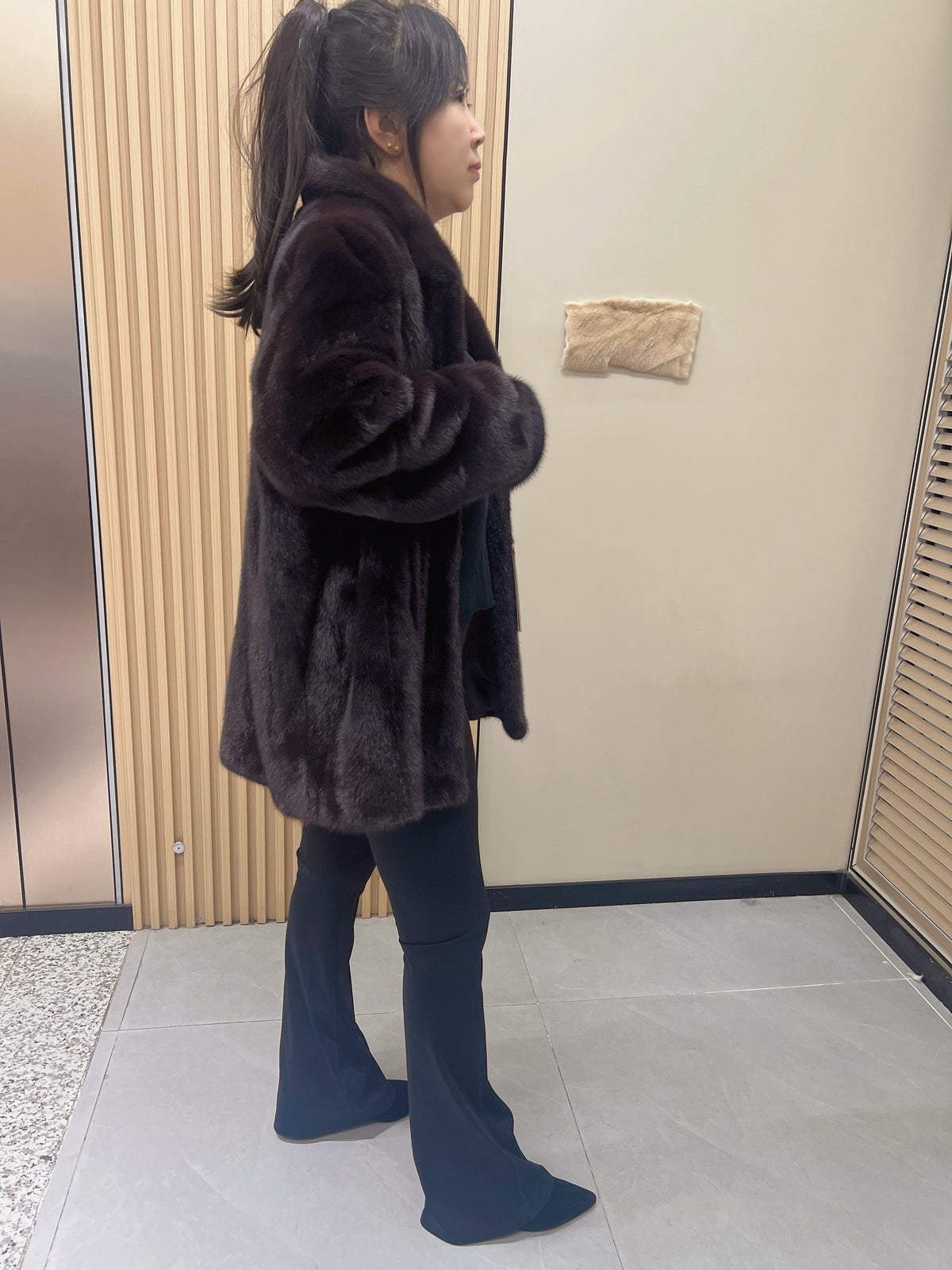No. 295 Dark Brown Mink Fur Coat (with Convertible Stand Collar)