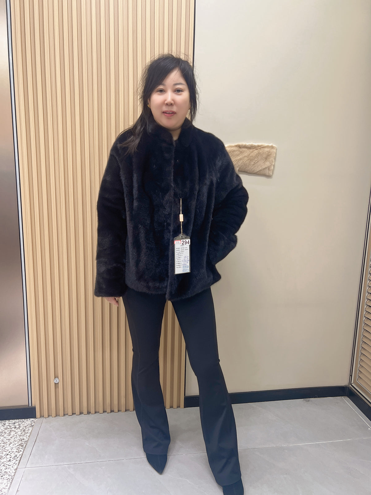 No. 294 Dark Brown Stand-Collar Mink Fur Coat