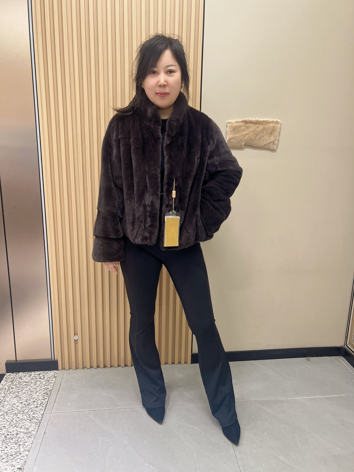 No. 292 Dark Brown Stand-Collar Mink Fur Coat