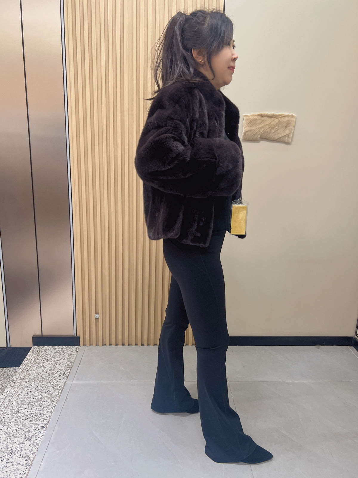 No. 292 Dark Brown Stand-Collar Mink Fur Coat