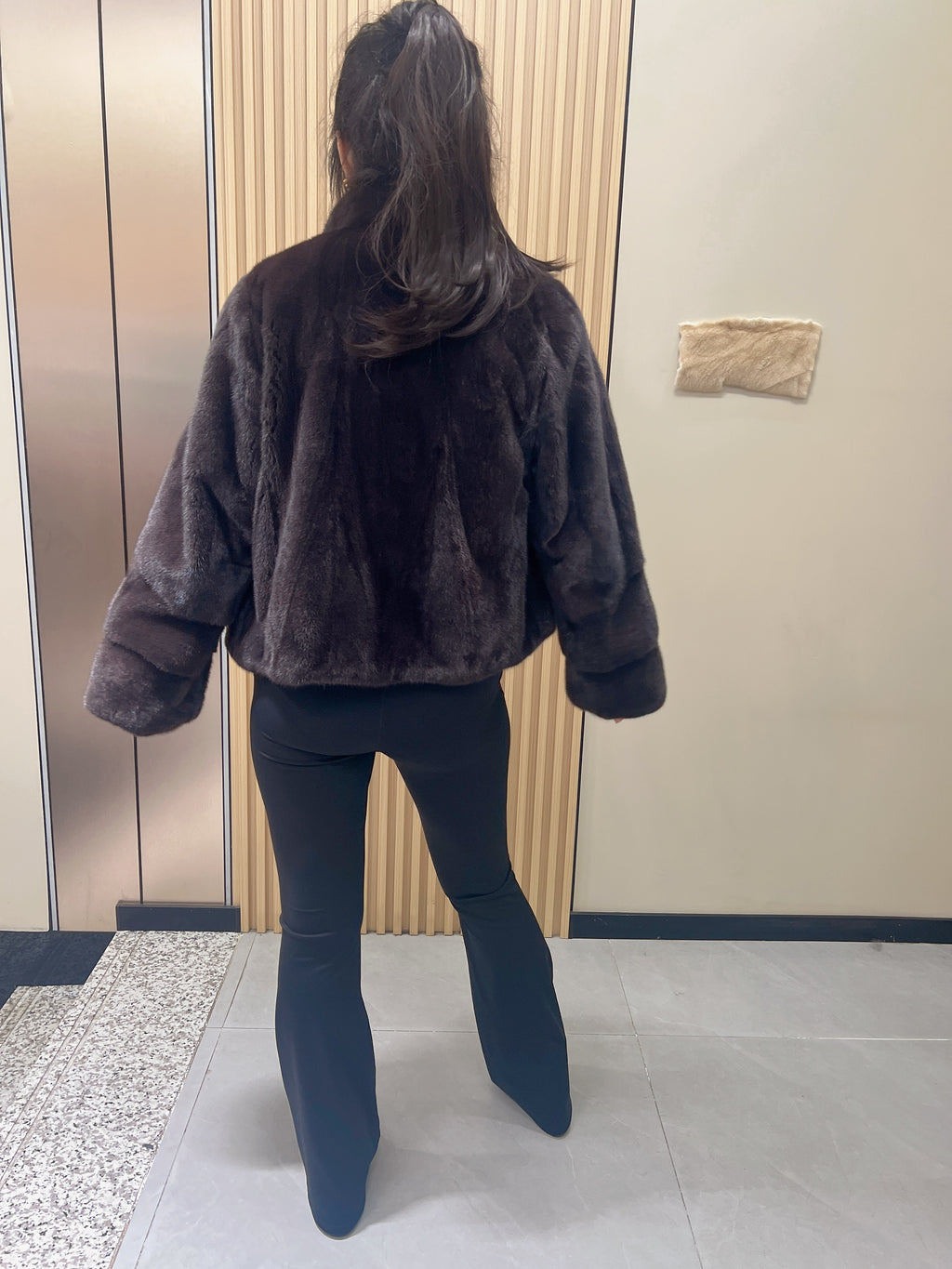 No. 292 Dark Brown Stand-Collar Mink Fur Coat