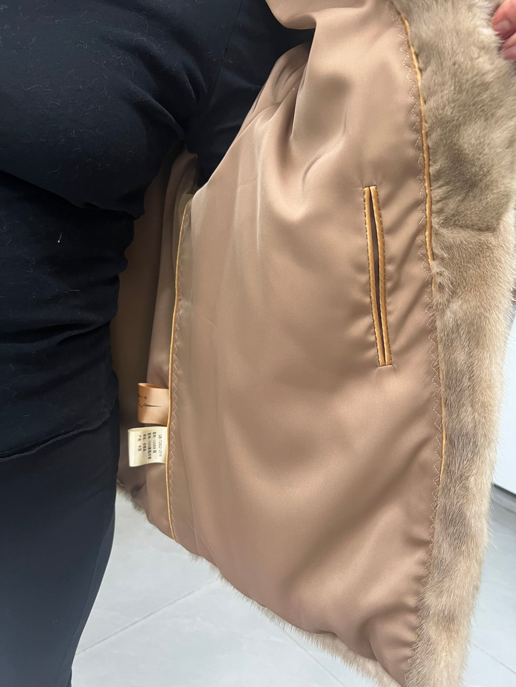 No. 265 Light Brown Stand-Collar Mink Fur Coat