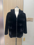 No. 232 Men's Black Hooded Mink Fur Coat – Front Zipper Design