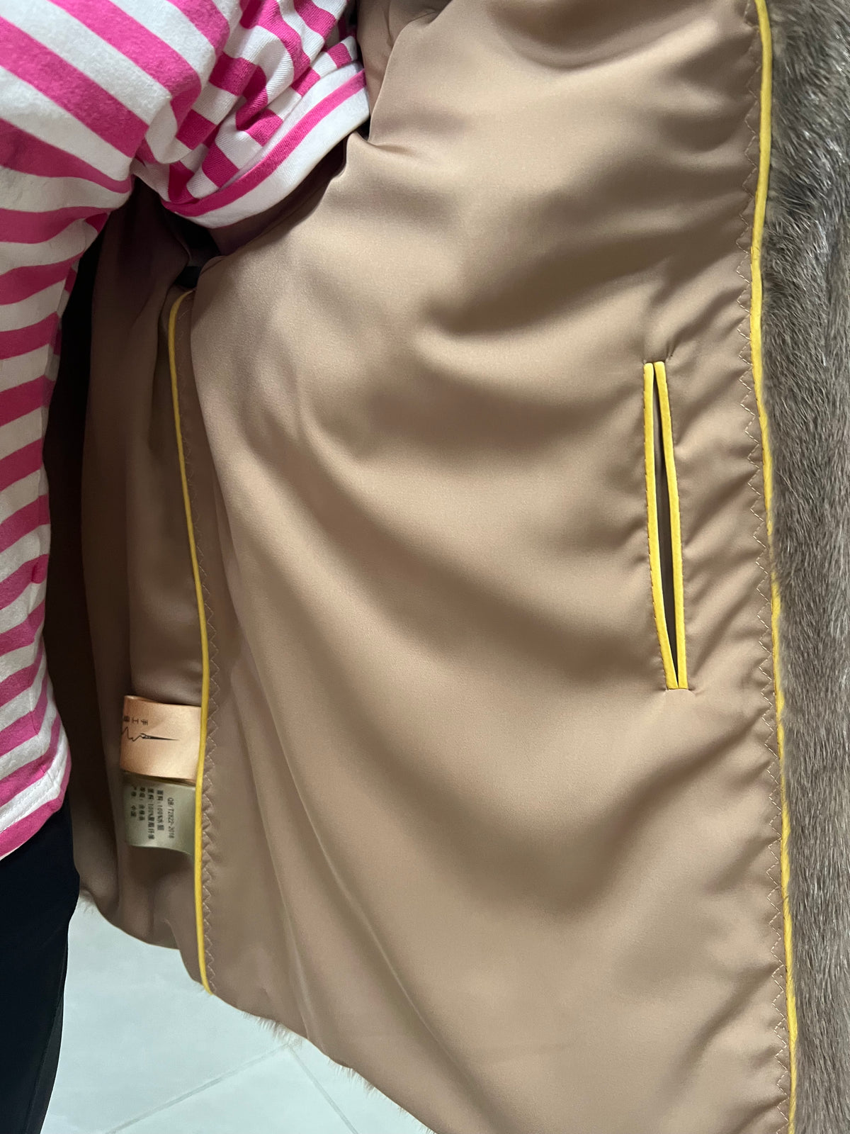 No. 320 Light Brown Stand-Collar Mink Fur Coat