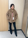 No. 320 Light Brown Stand-Collar Mink Fur Coat