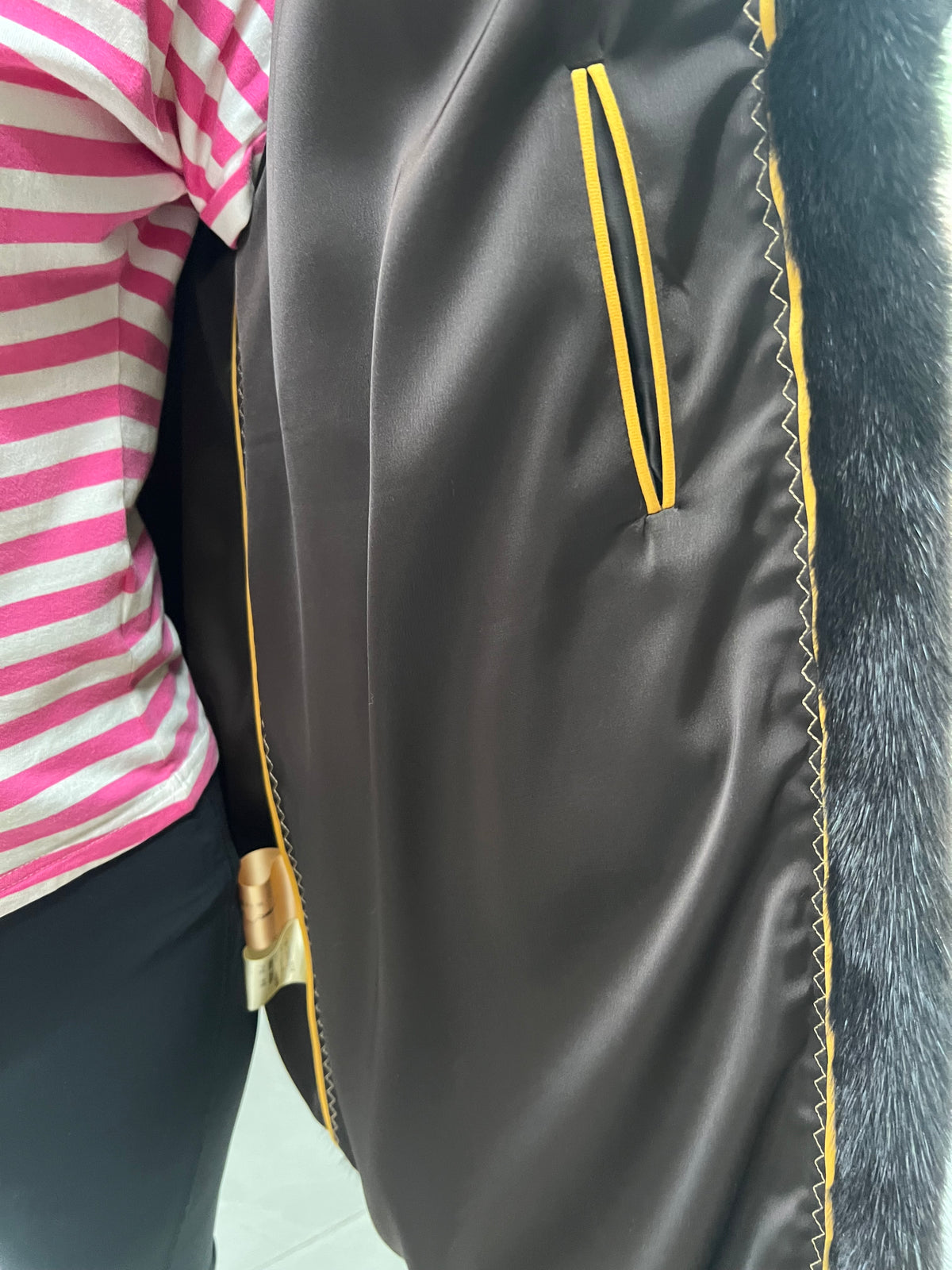 No. 317 Dark Brown Hooded Mink Fur Coat