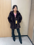 No. 317 Dark Brown Hooded Mink Fur Coat