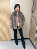 No. 312 Latte-Grey Stand-Collar Mink Fur Coat