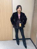 No. 297 Dark Brown V-Neck Mink Fur Coat