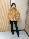 No. 310 Golden Stand-Collar Mink Fur Coat