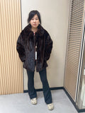 No. 298 Dark Brown Mink Fur Coat with Lapel Collar