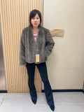 No. 358 Grey V-neck mink fur coat