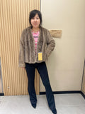 No. 347 Grey V-neck mink fur coat