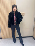 No. 353 Black Stand-Collar Mink Fur Coat