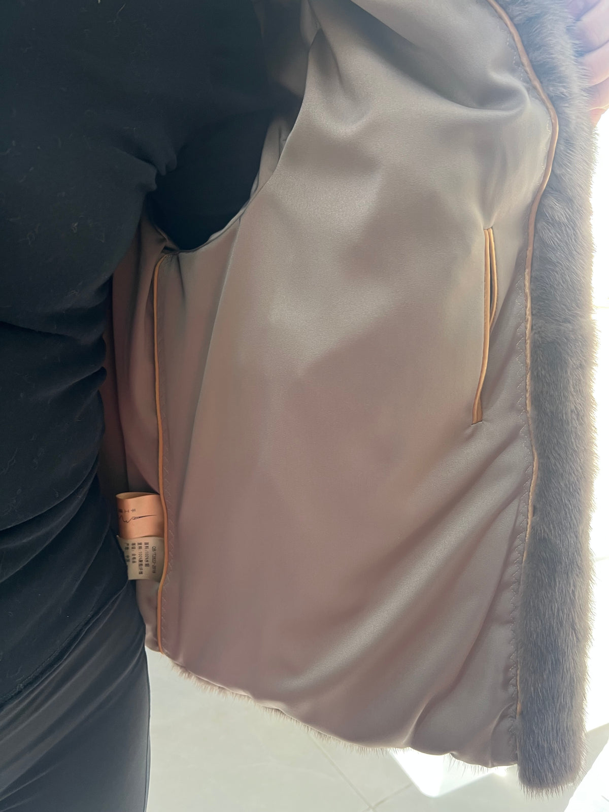 No. 366 Light Brown Stand-Collar Mink Fur Coat