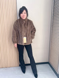 No. 366 Light Brown Stand-Collar Mink Fur Coat