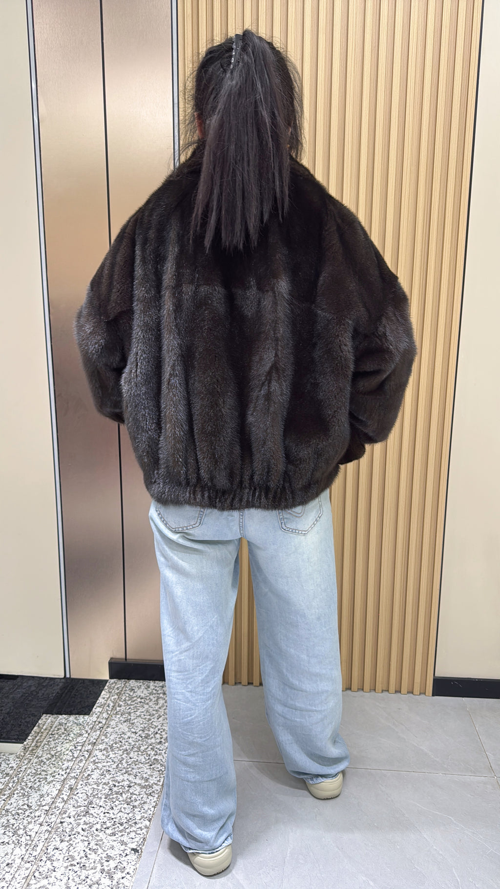 No. 013 Brown lapel casual-style mink coat