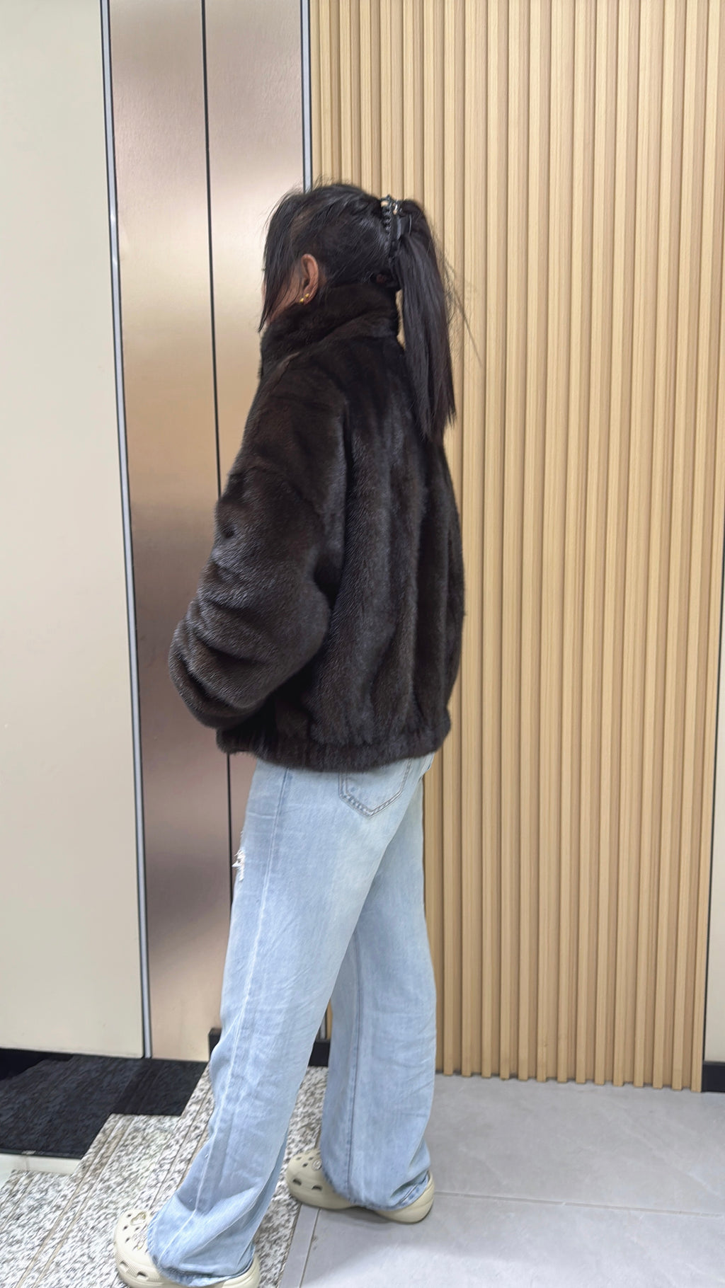 No. 013 Brown lapel casual-style mink coat