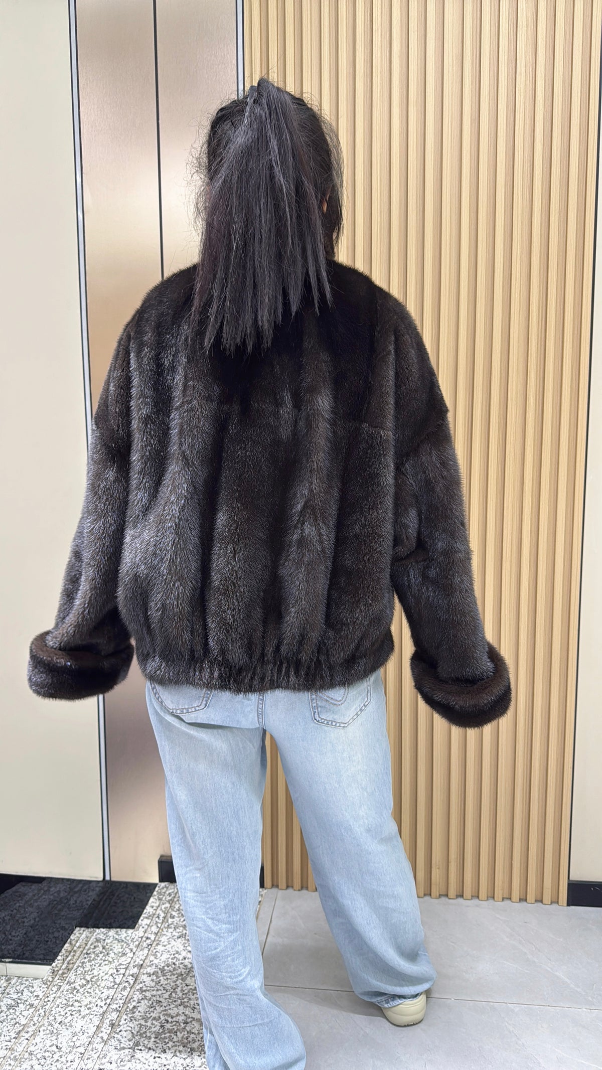 No. 013 Brown lapel casual-style mink coat