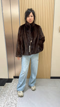 No. 020 Brown Stand-Collar Mink Coat