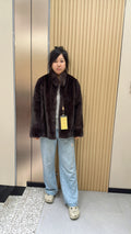 022 Brown Stand-Collar Mink Coat