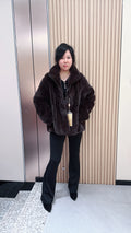 No. 050 Dark Brown Mink Fur Coat (Lapel Collar Design)