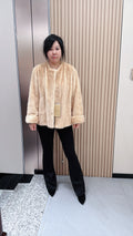 No. 049 Light Gold Mink Fur Coat (Collarless Design)