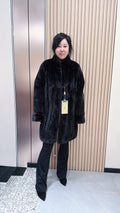 No. 040 Dark Brown Stand-Collar Mink Coat