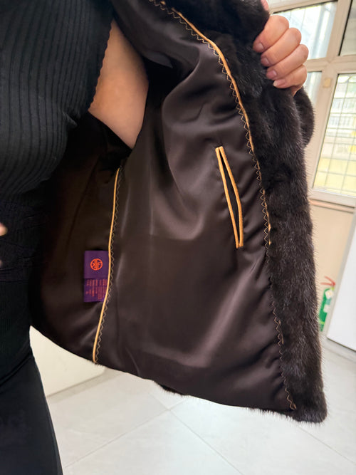 No. 016 Brown Lapel Velvet-Grade Mink Coat