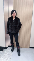 No. 069 Dark Brown V-Neck Mink Fur Coat – AB-Style Design