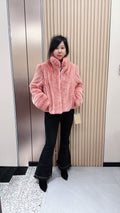 No. 078 Pink Stand-Collar Mink Fur Coat