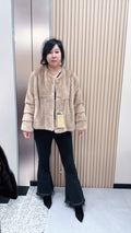 No. 074 Camel-colored collarless mink fur coat