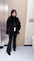 No. 091 Dark Brown Stand-Collar Mink Fur Coat
